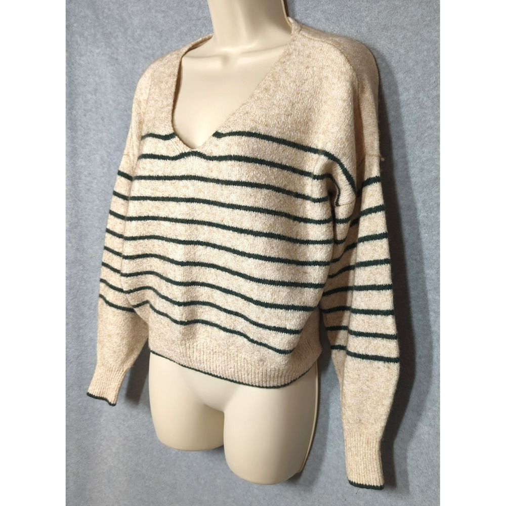 Madewell V-Neck Sweater Women S Striped Super Soft Cozy Relaxed Fit Slouchy